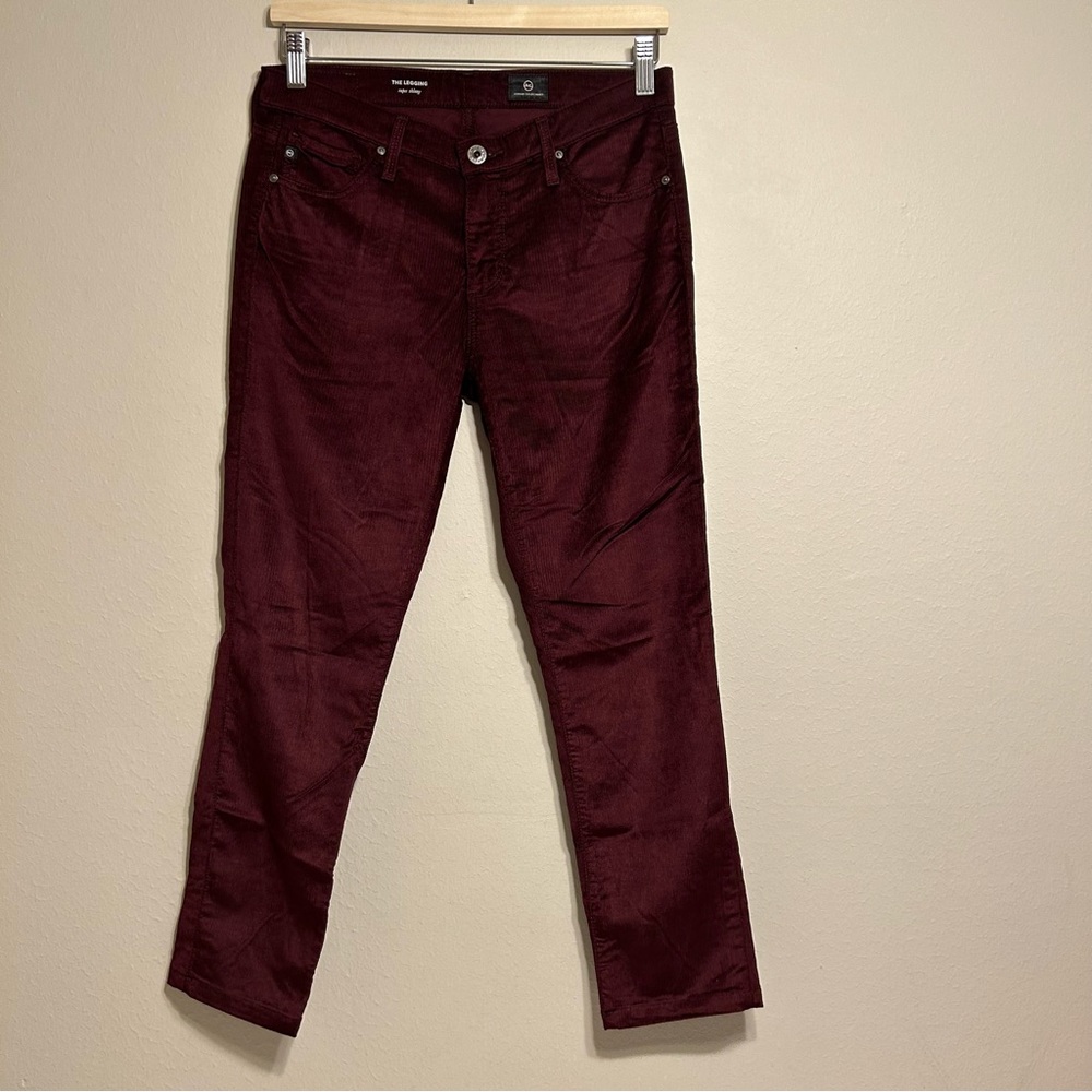 AG Adriano Goldschmied The Legging Super Skinny Corduroy Pants Dark Red Size 27R